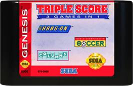 Cartridge artwork for Triple Score: 3 Games In One on the Sega Genesis.