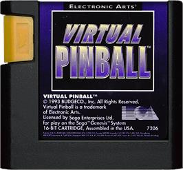 Cartridge artwork for Virtual Pinball on the Sega Genesis.