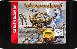 Cartridge artwork for Weaponlord on the Sega Genesis.