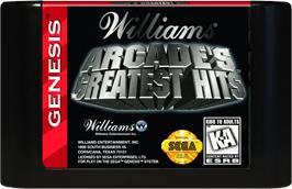 Cartridge artwork for Williams Arcade's Greatest Hits on the Sega Genesis.