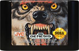 Cartridge artwork for Wolfchild on the Sega Genesis.