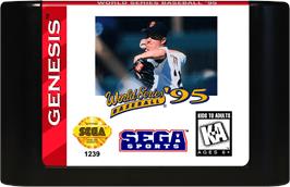 Cartridge artwork for World Series Baseball '95 on the Sega Genesis.
