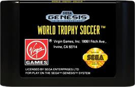 Cartridge artwork for World Trophy Soccer on the Sega Genesis.