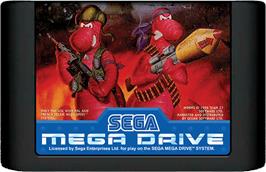 Cartridge artwork for Worms on the Sega Genesis.