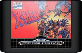 Cartridge artwork for X-Men on the Sega Genesis.