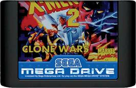 Cartridge artwork for X-Men 2: Clone Wars on the Sega Genesis.