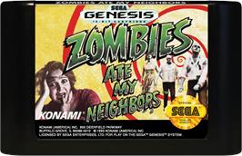 Cartridge artwork for Zombies Ate My Neighbors on the Sega Genesis.