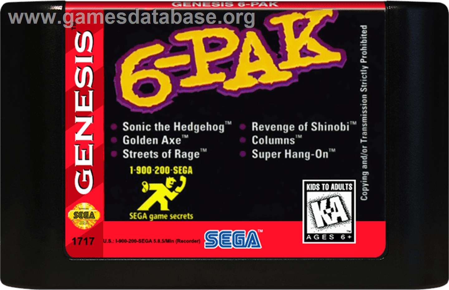 6-PAK - Sega Genesis - Artwork - Cartridge