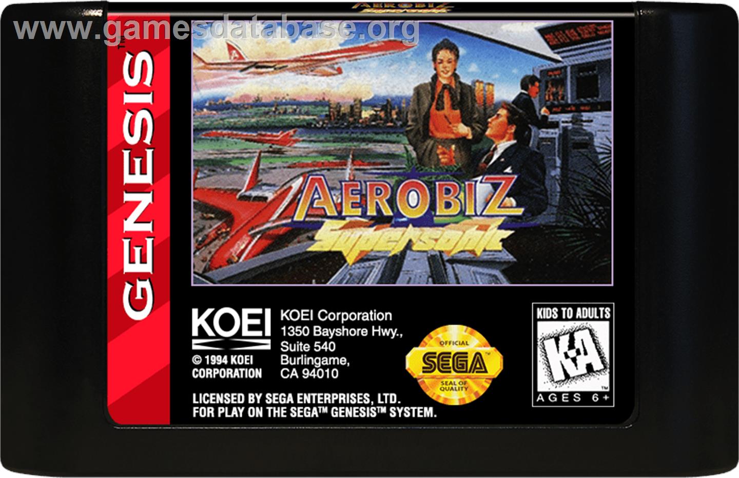 Aerobiz Supersonic - Sega Genesis - Artwork - Cartridge