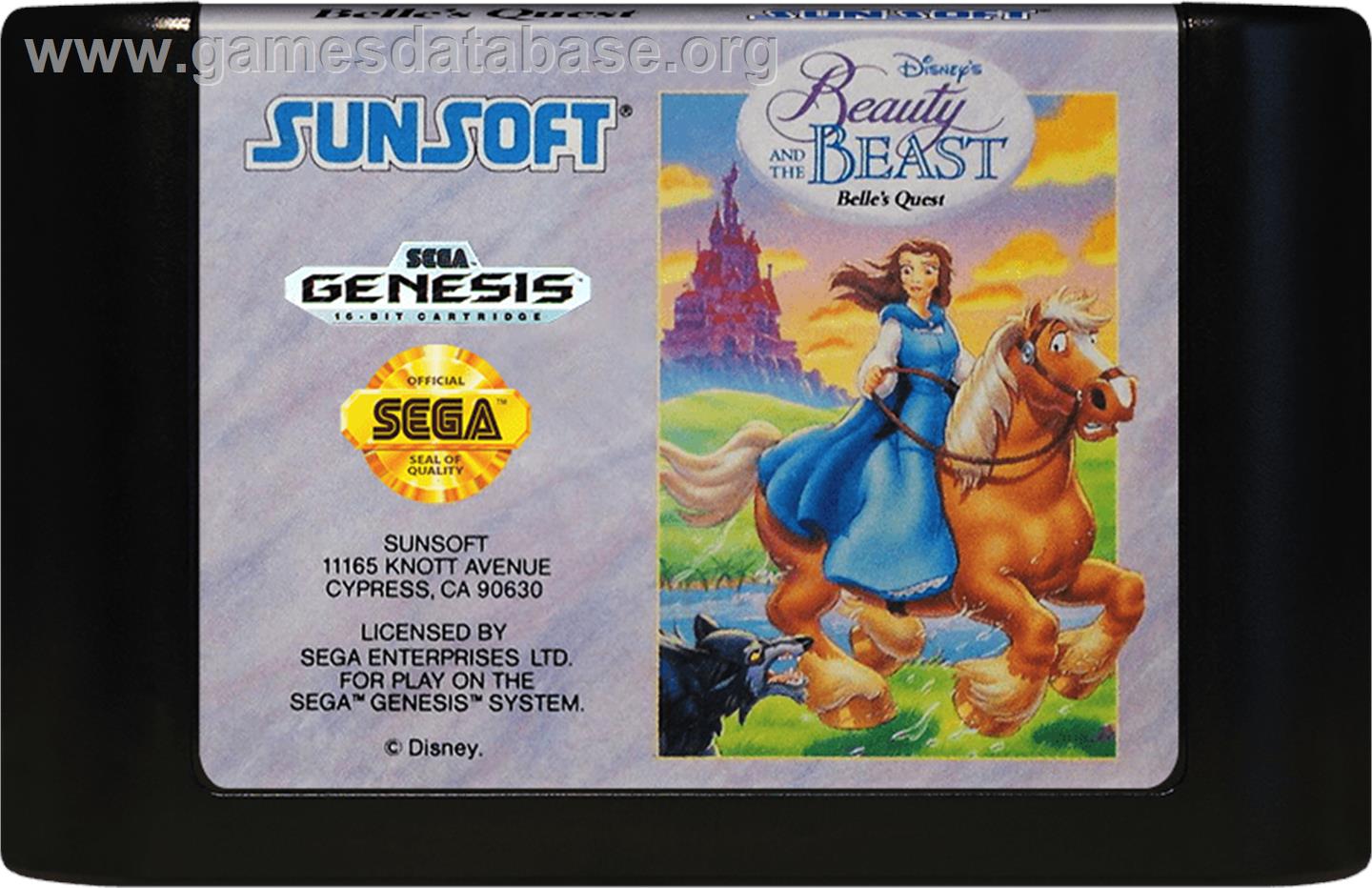 Beauty and the Beast: Belle's Quest - Sega Genesis - Artwork - Cartridge