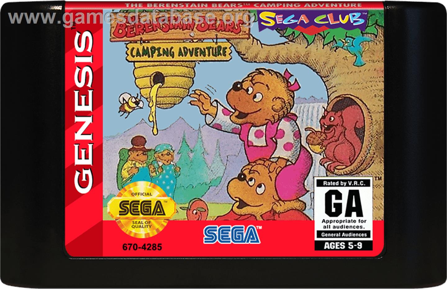 Berenstain Bears' Camping Adventure, The - Sega Genesis - Artwork - Cartridge