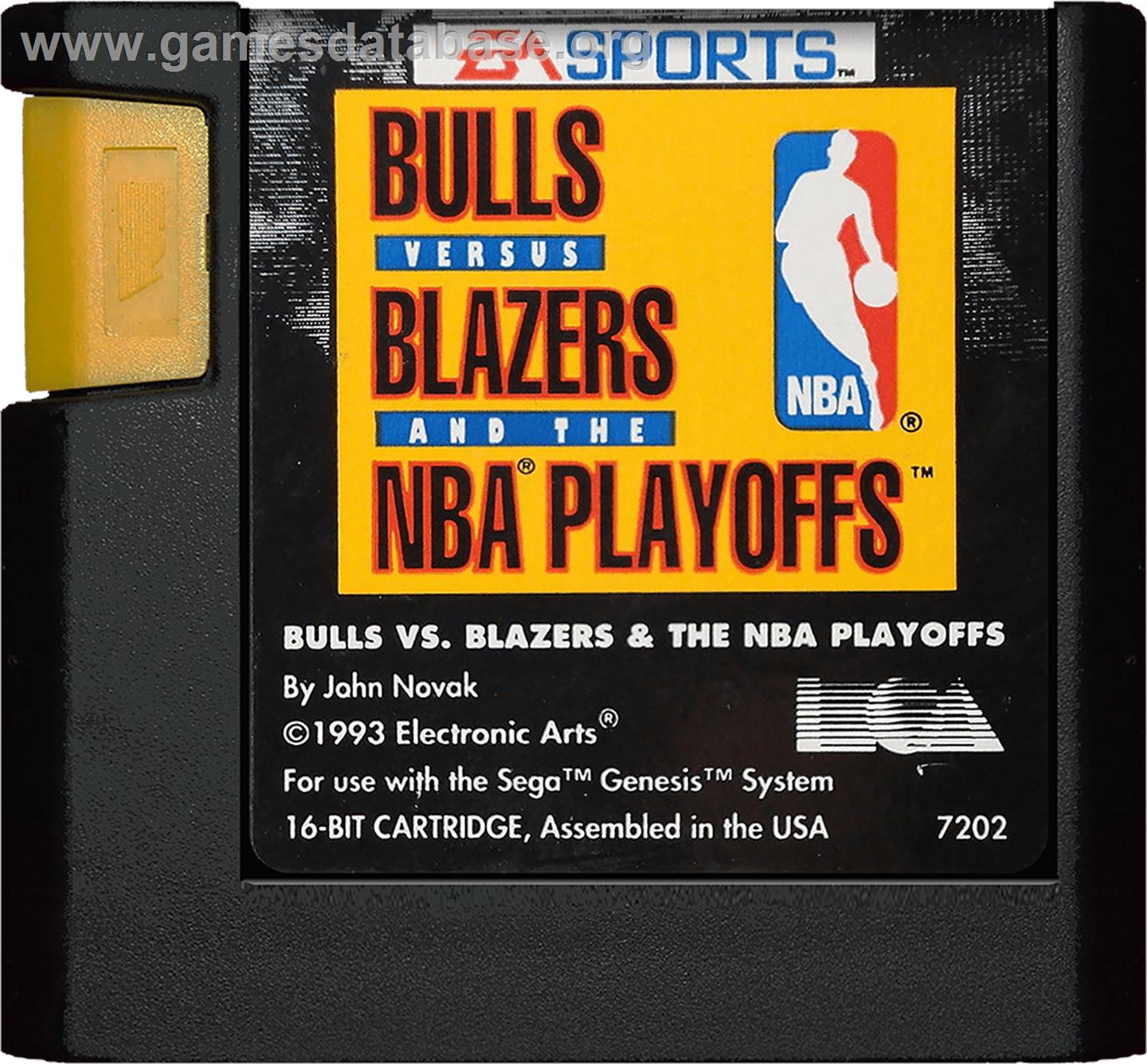 Bulls vs. Blazers and the NBA Playoffs - Sega Genesis - Artwork - Cartridge