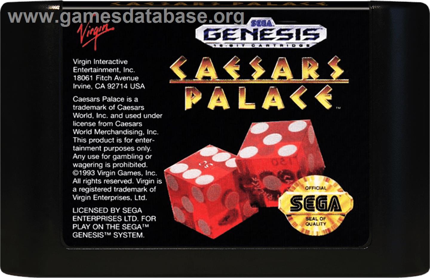 Caesars Palace - Sega Genesis - Artwork - Cartridge