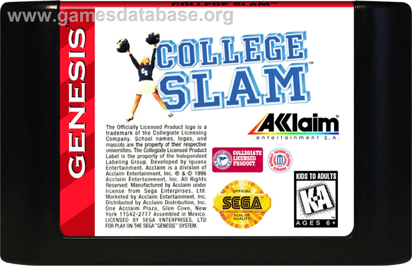 College Slam - Sega Genesis - Artwork - Cartridge