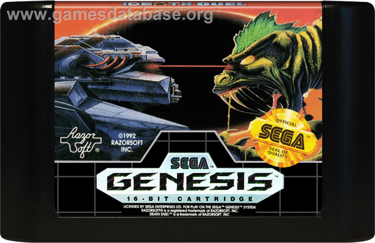 Death Duel - Sega Genesis - Artwork - Cartridge