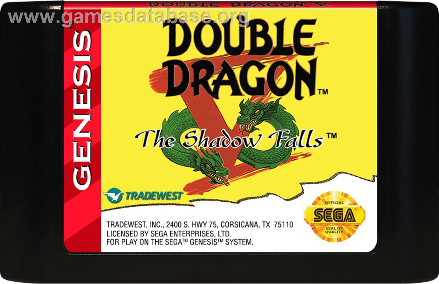 Double Dragon V: The Shadow Falls - Sega Genesis - Artwork - Cartridge
