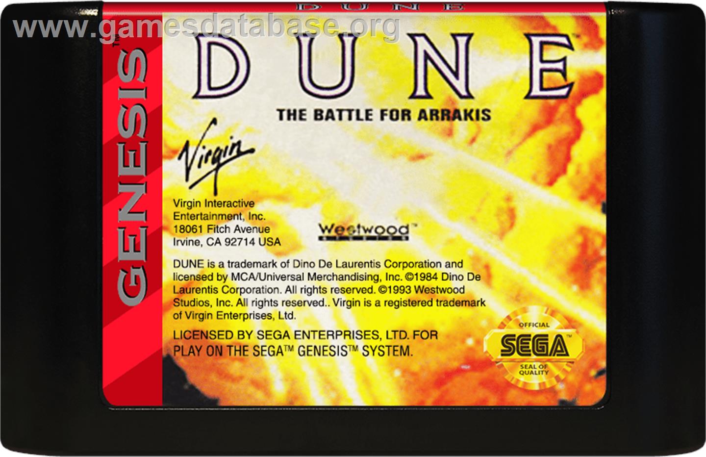 Dune - The Battle for Arrakis - Sega Genesis - Artwork - Cartridge