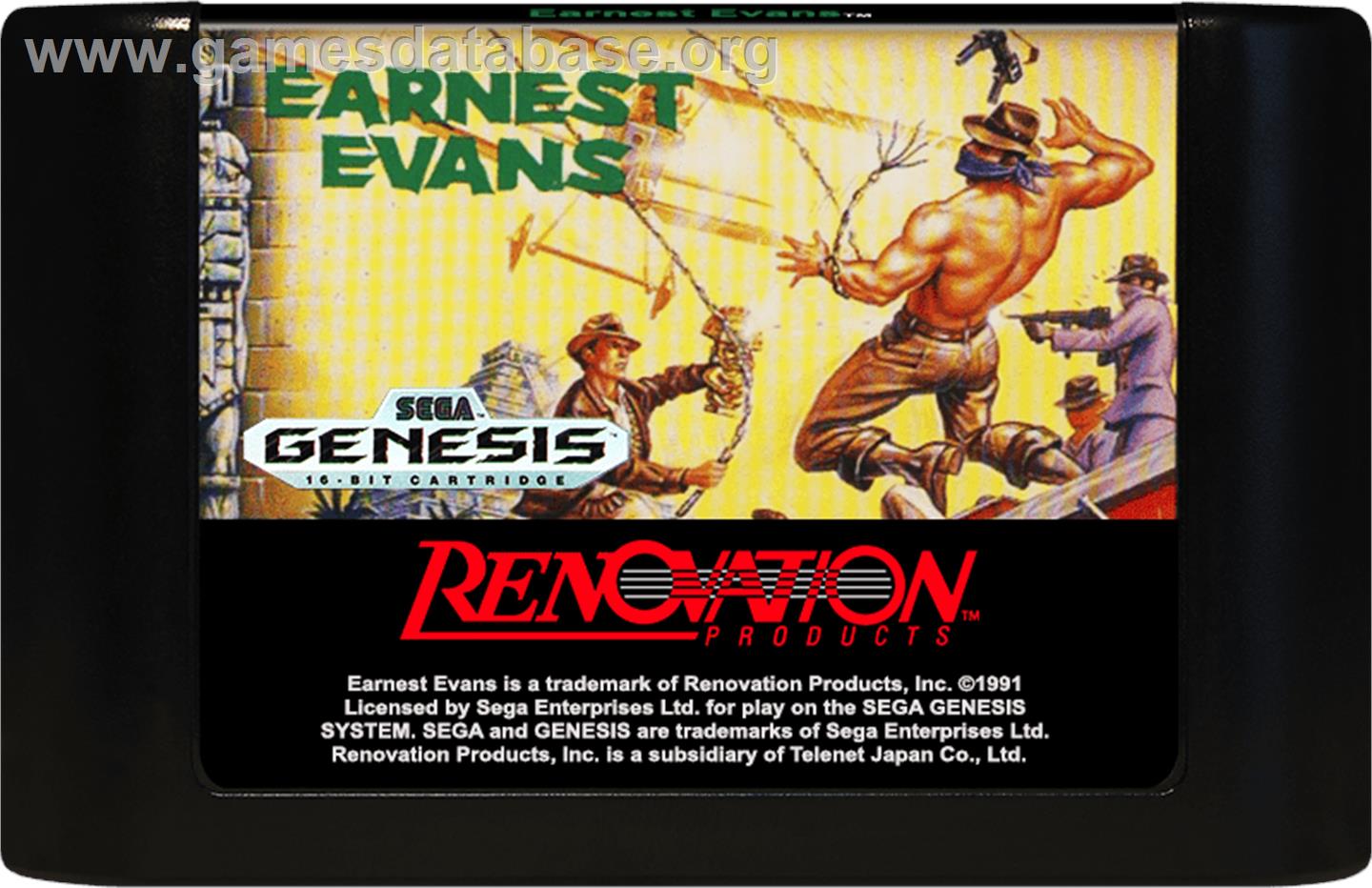 Earnest Evans - Sega Genesis - Artwork - Cartridge