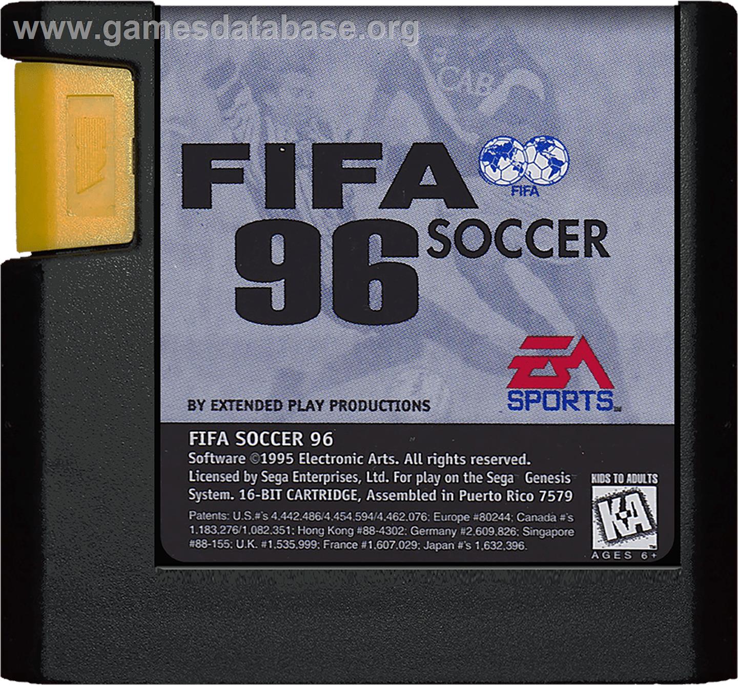 FIFA 96 - Sega Genesis - Artwork - Cartridge