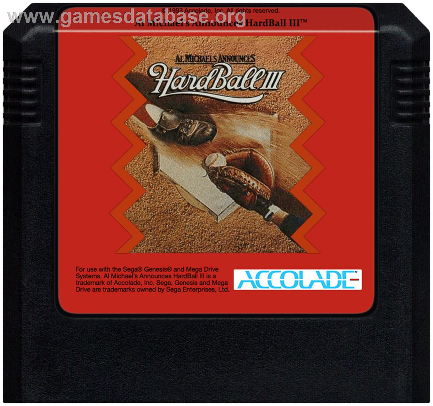 HardBall 3 - Sega Genesis - Artwork - Cartridge