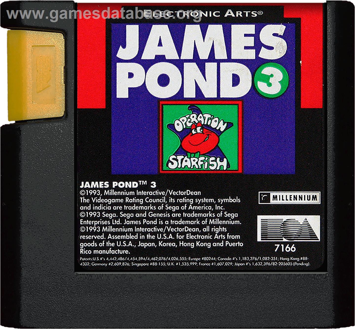 James Pond 3: Operation Starfish - Sega Genesis - Artwork - Cartridge