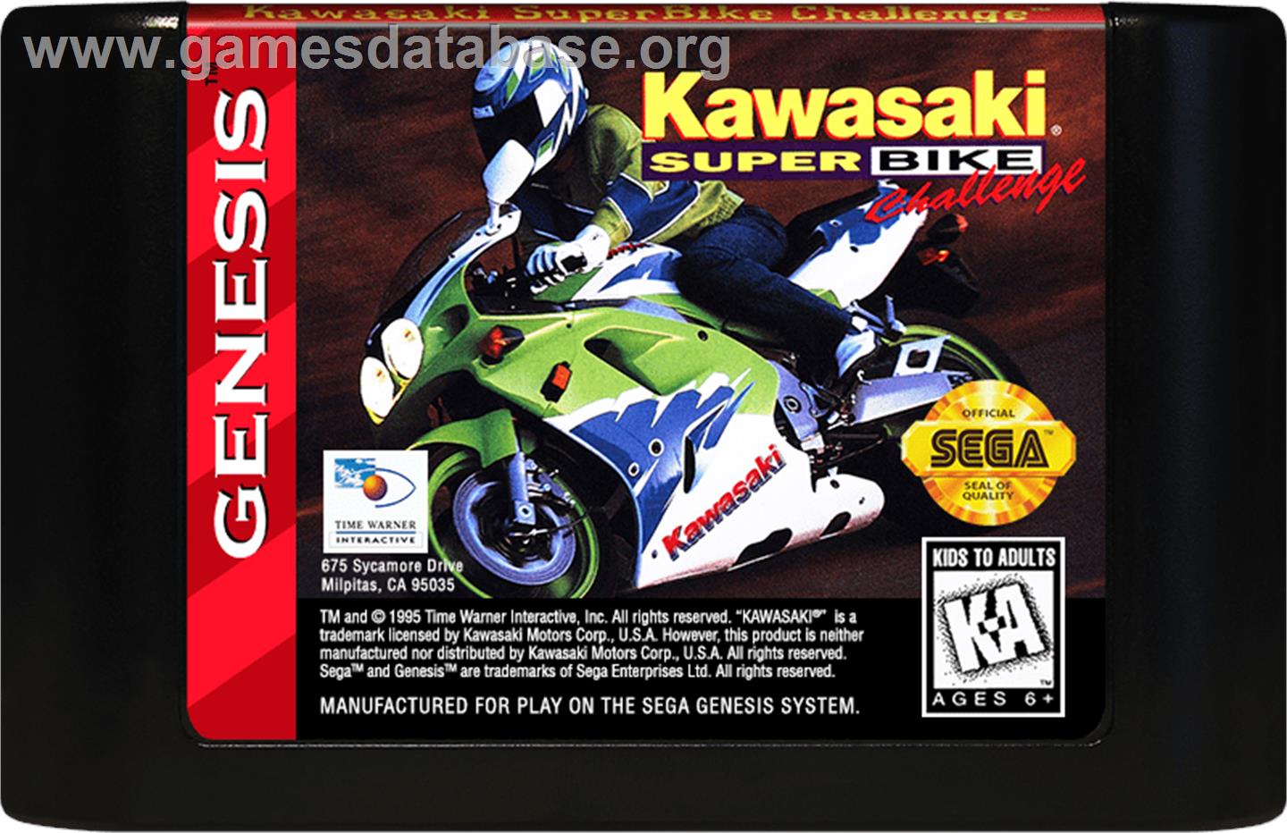 Kawasaki Superbike Challenge - Sega Genesis - Artwork - Cartridge