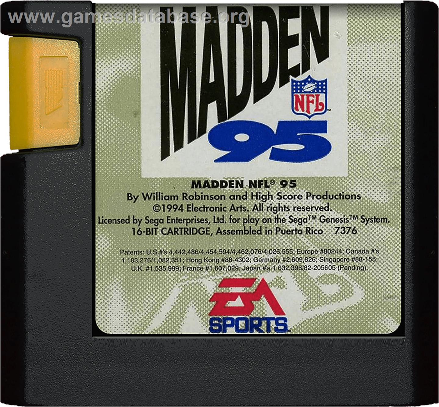 Madden NFL '95 - Sega Genesis - Artwork - Cartridge
