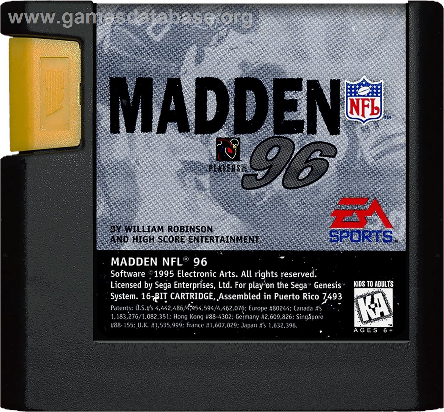 Madden NFL '96 - Sega Genesis - Artwork - Cartridge