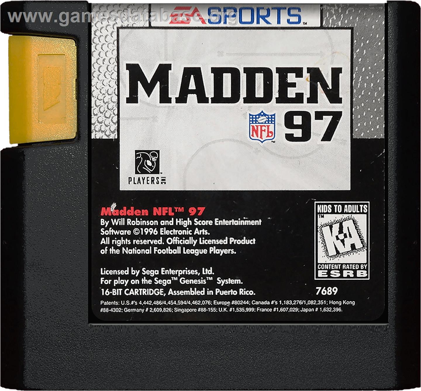 Madden NFL '97 - Sega Genesis - Artwork - Cartridge