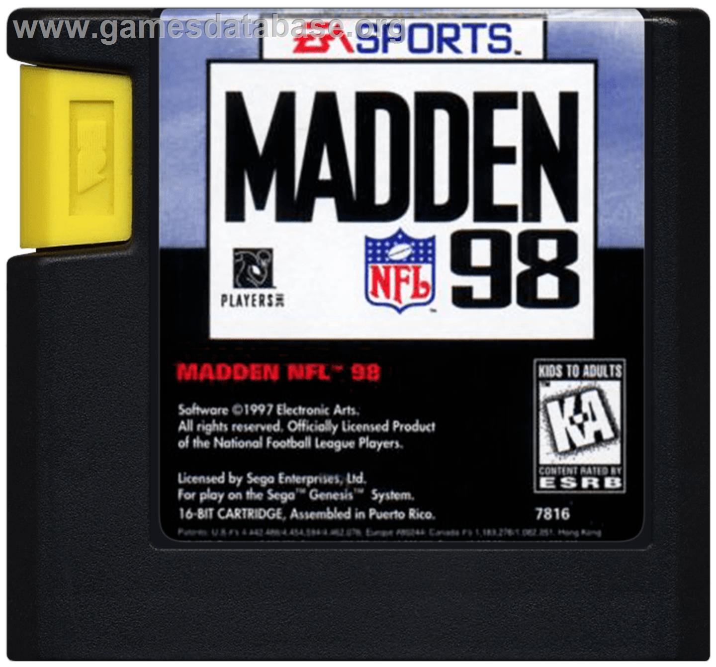 Madden NFL '98 - Sega Genesis - Artwork - Cartridge