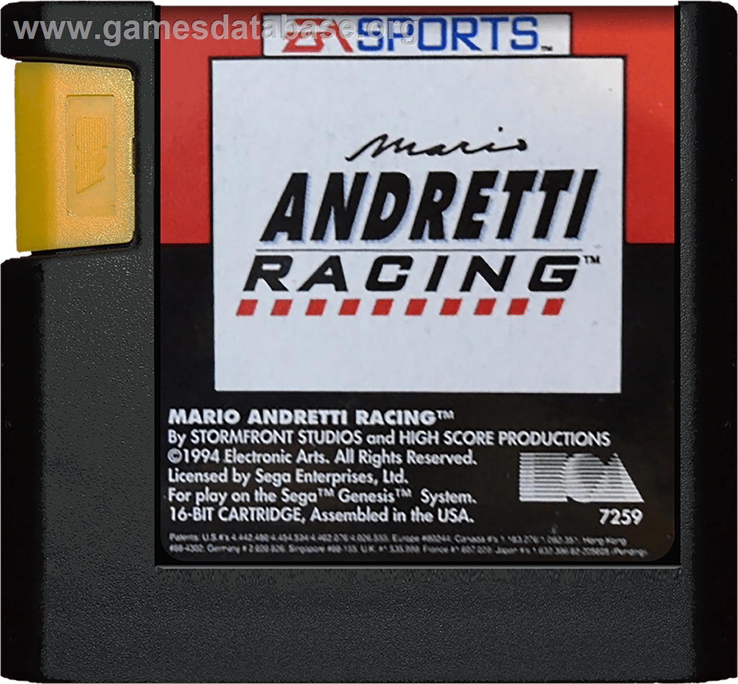 Mario Andretti Racing - Sega Genesis - Artwork - Cartridge