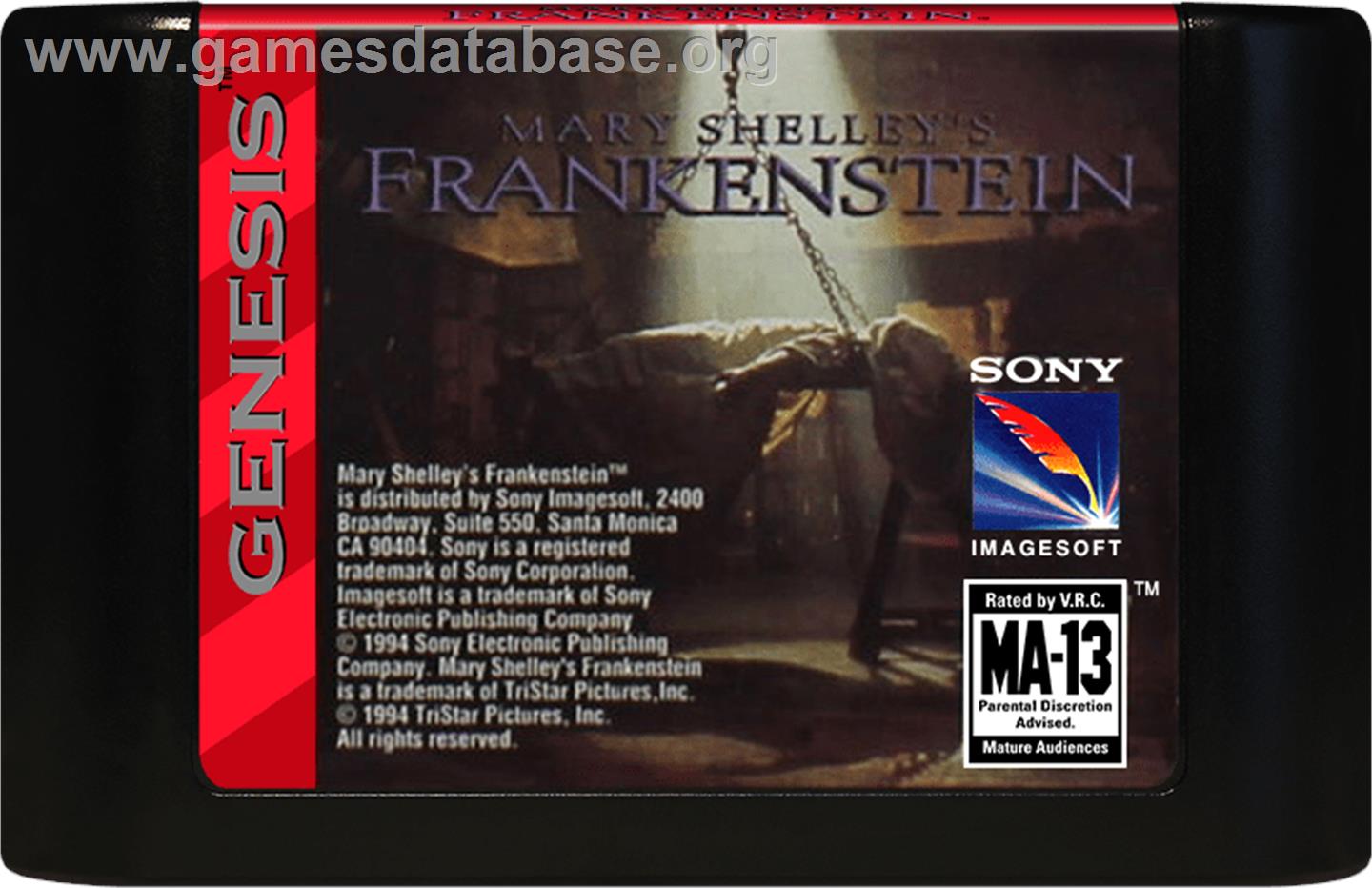 Mary Shelley's Frankenstein - Sega Genesis - Artwork - Cartridge