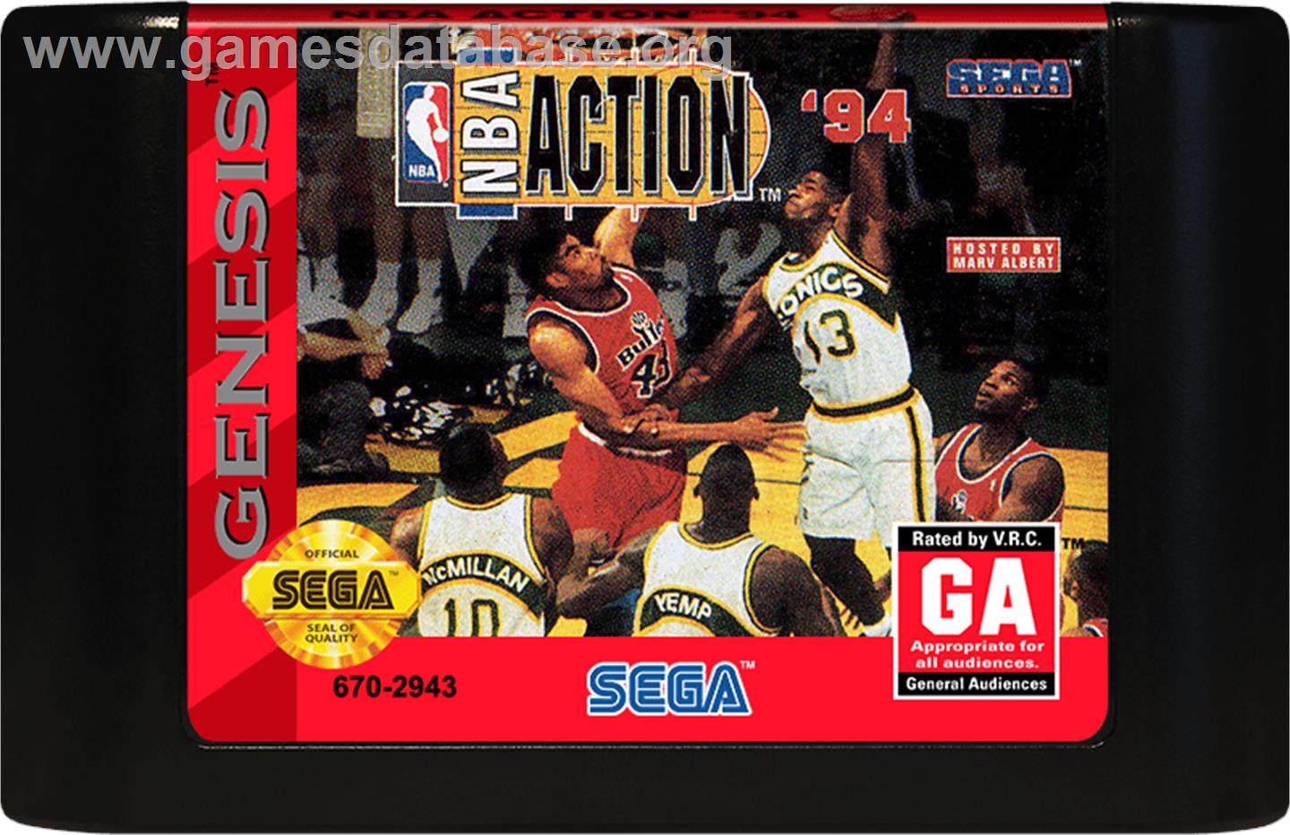 NBA Action '94 - Sega Genesis - Artwork - Cartridge