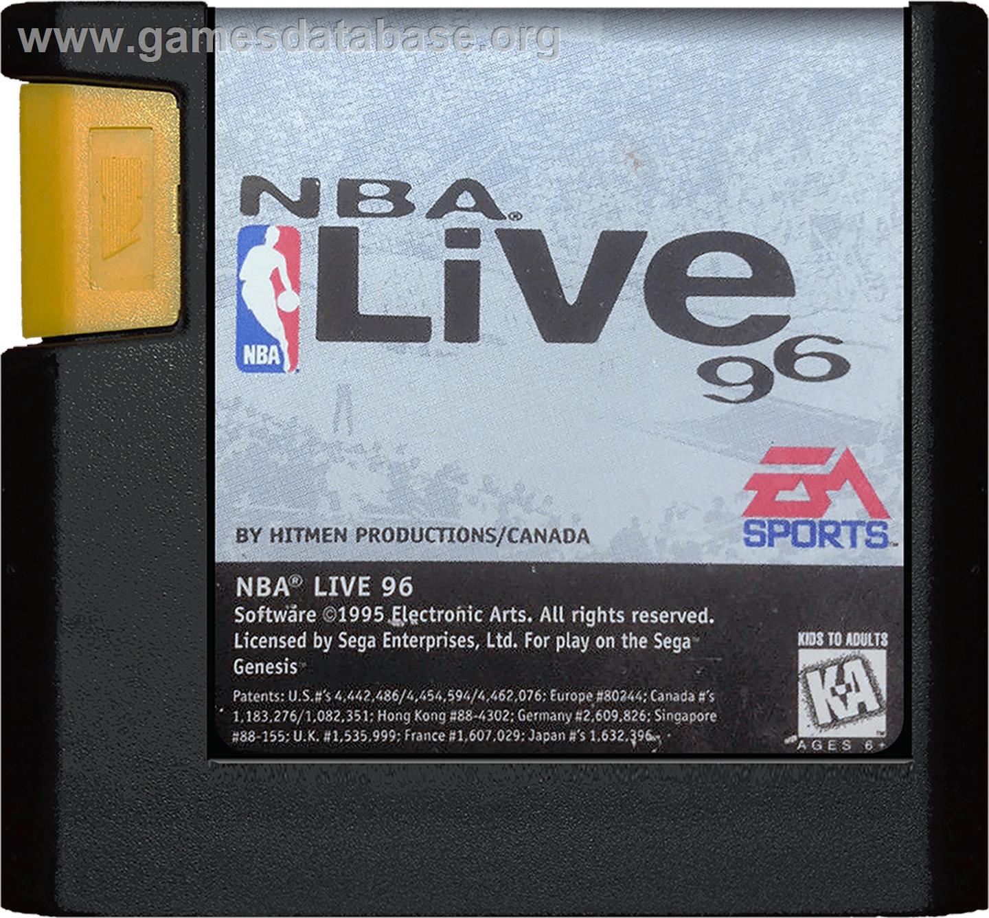 NBA Live '96 - Sega Genesis - Artwork - Cartridge