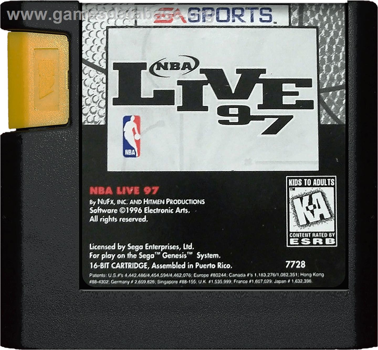 NBA Live '97 - Sega Genesis - Artwork - Cartridge