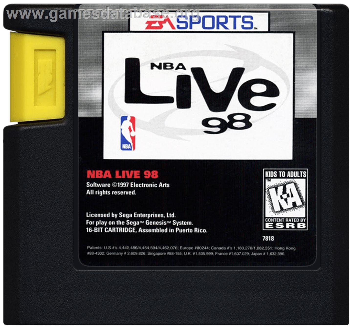 NBA Live '98 - Sega Genesis - Artwork - Cartridge
