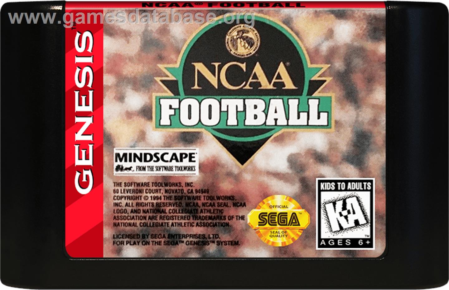 NCAA Football - Sega Genesis - Artwork - Cartridge