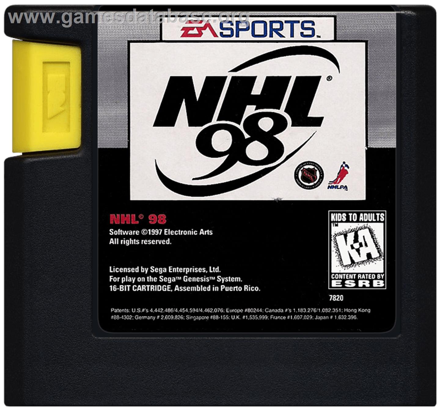 NHL '98 - Sega Genesis - Artwork - Cartridge