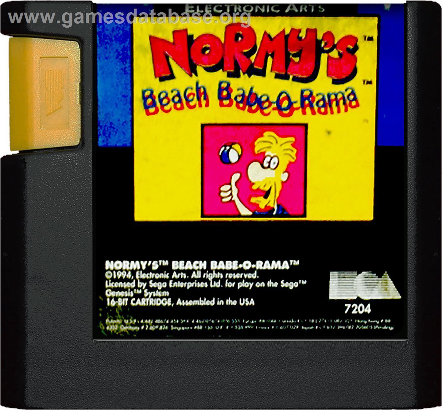 Normy's Beach Babe-O-Rama - Sega Genesis - Artwork - Cartridge