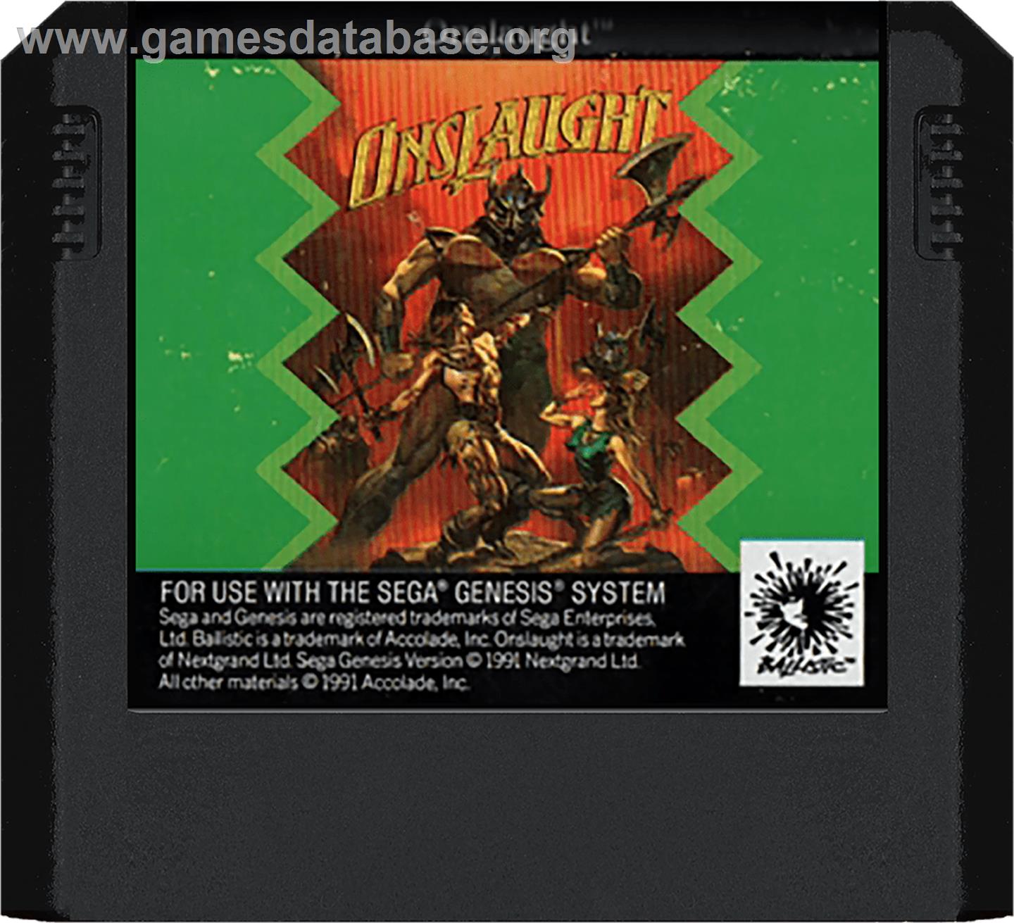 Onslaught - Sega Genesis - Artwork - Cartridge