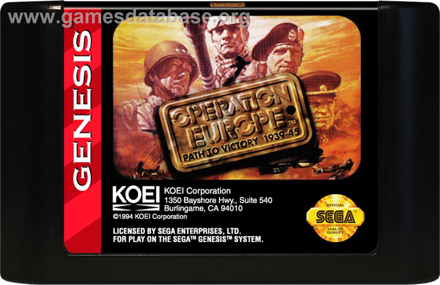 Operation Europe: Path to Victory 1939-45 - Sega Genesis - Artwork - Cartridge