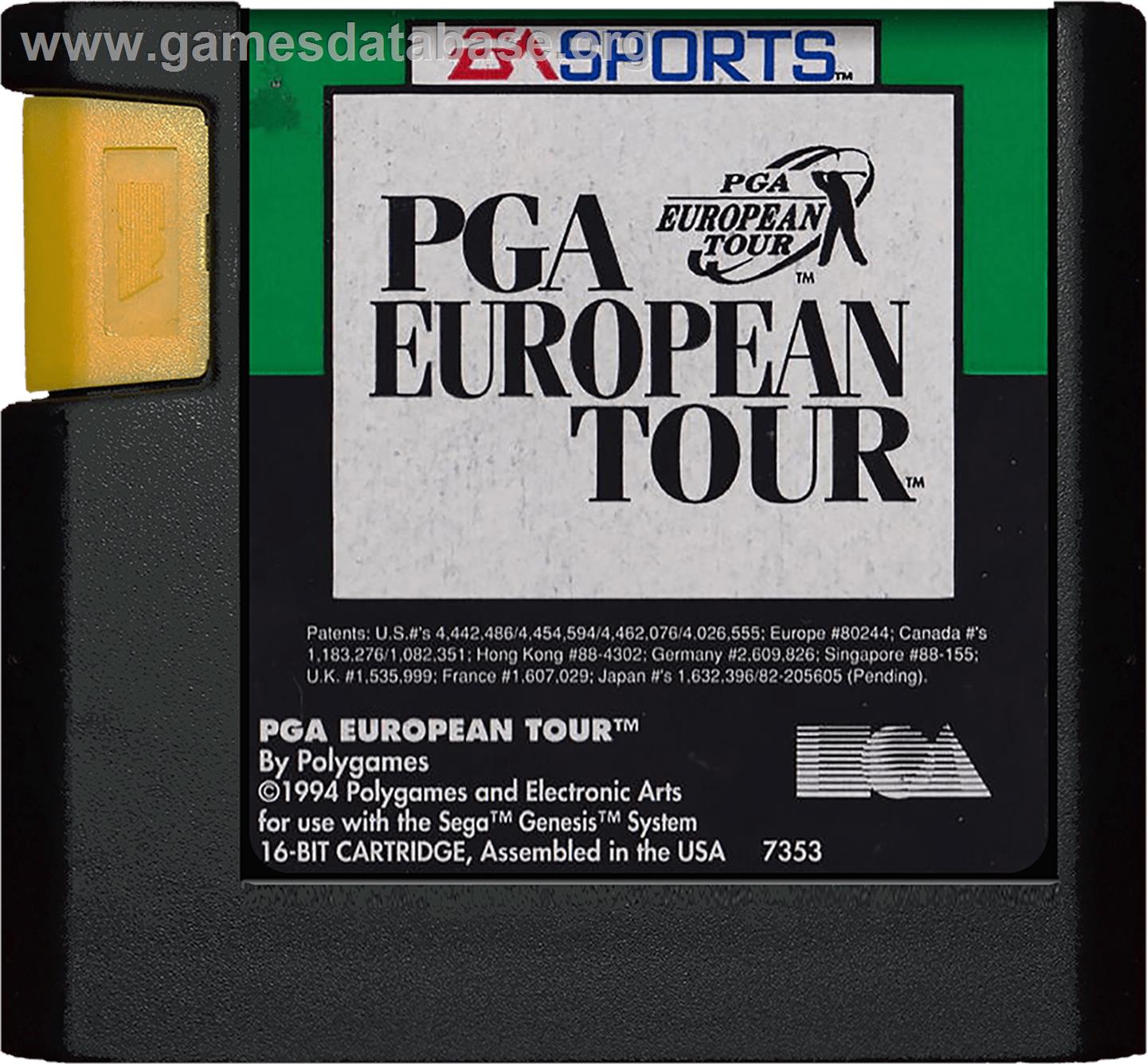 PGA European Tour - Sega Genesis - Artwork - Cartridge
