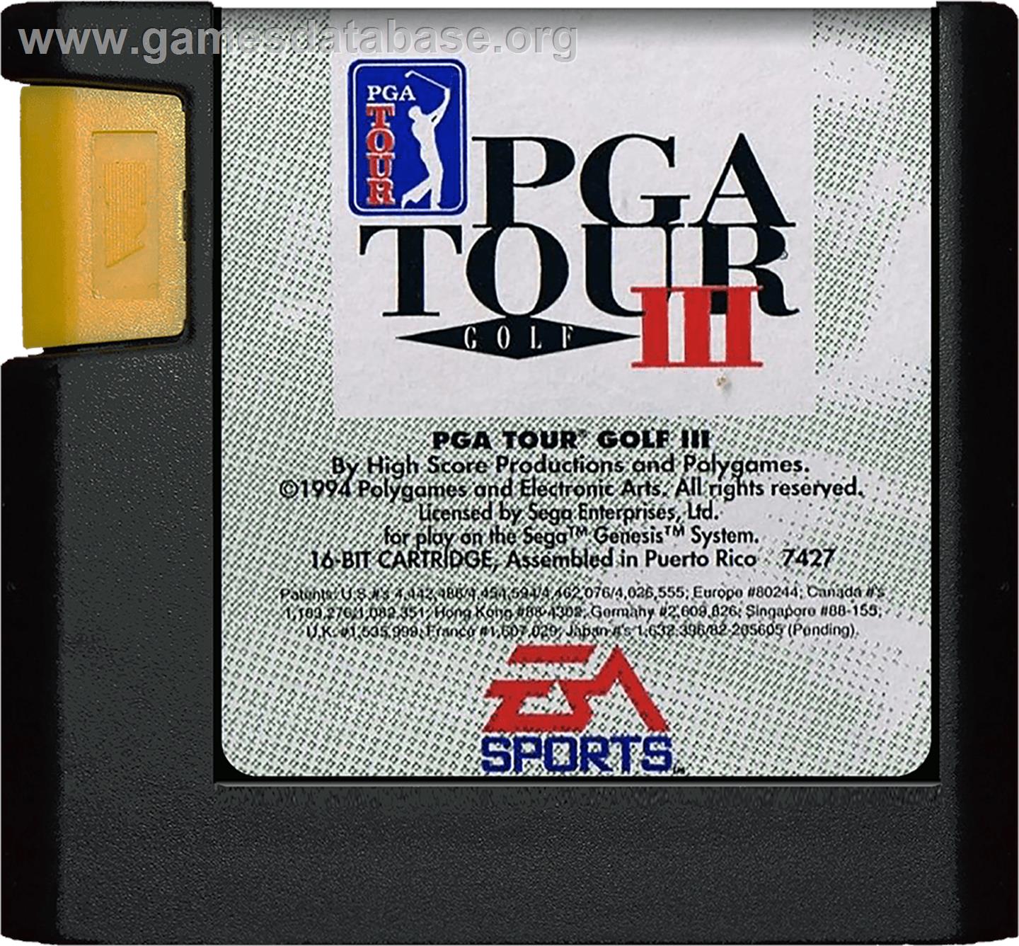 PGA Tour Golf 3 - Sega Genesis - Artwork - Cartridge