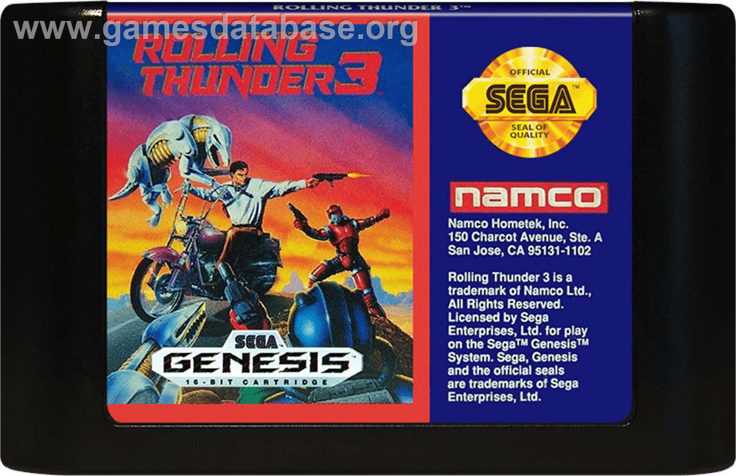 Rolling Thunder 3 - Sega Genesis - Artwork - Cartridge