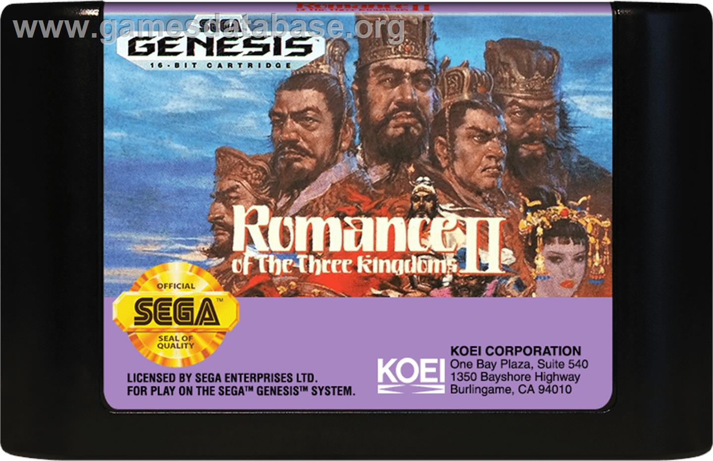 Romance of the Three Kingdoms 2 - Sega Genesis - Artwork - Cartridge