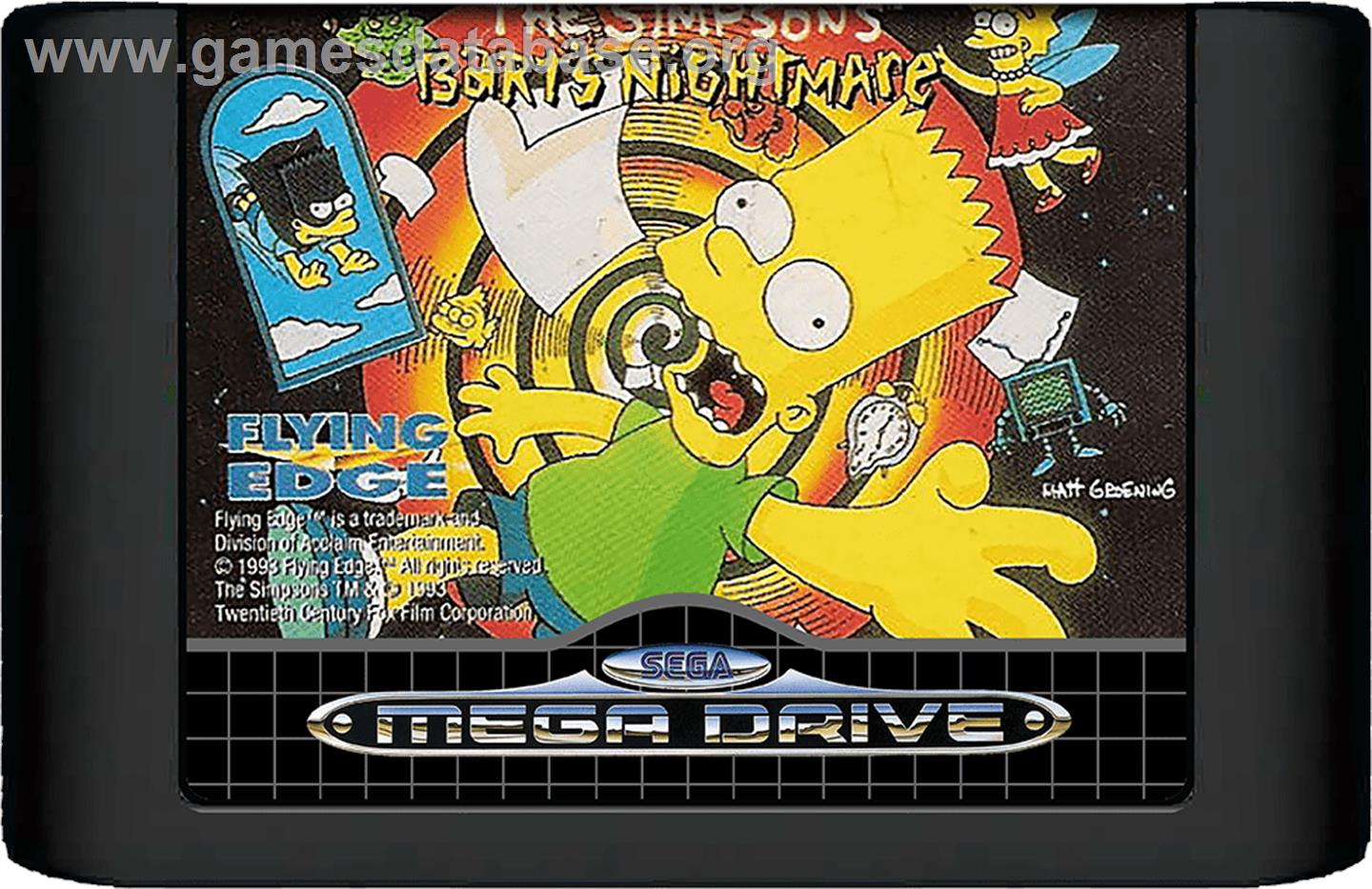 Simpsons, The: Bart's Nightmare - Sega Genesis - Artwork - Cartridge