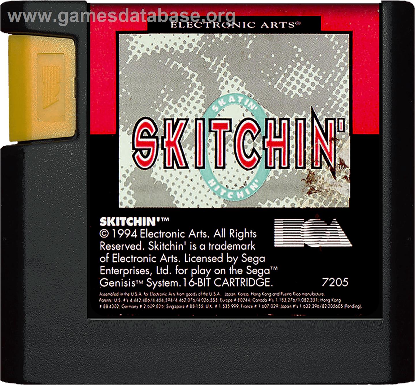 Skitchin' - Sega Genesis - Artwork - Cartridge