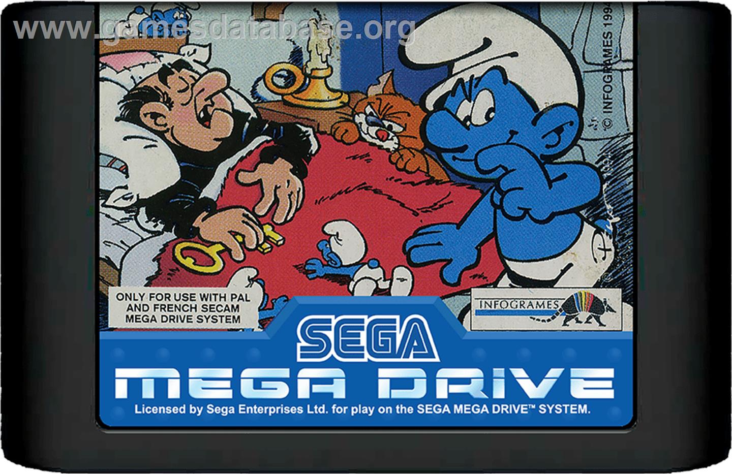Smurfs, The - Sega Genesis - Artwork - Cartridge