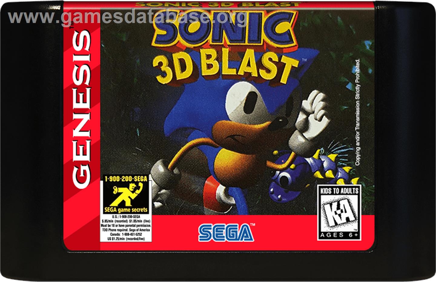 Sonic 3D Blast - Sega Genesis - Artwork - Cartridge