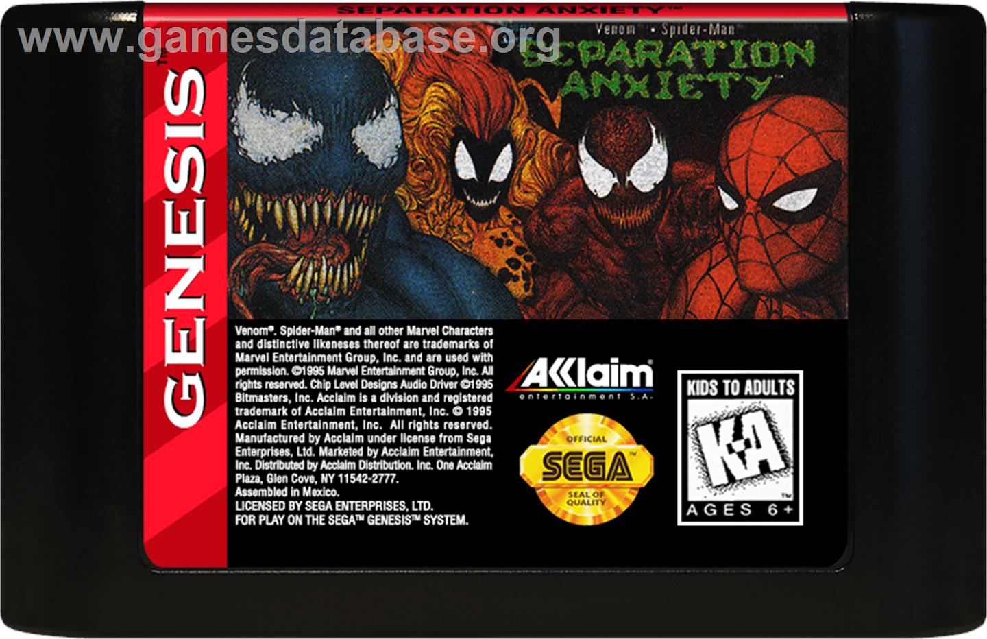 Spider-Man & Venom: Separation Anxiety - Sega Genesis - Artwork - Cartridge